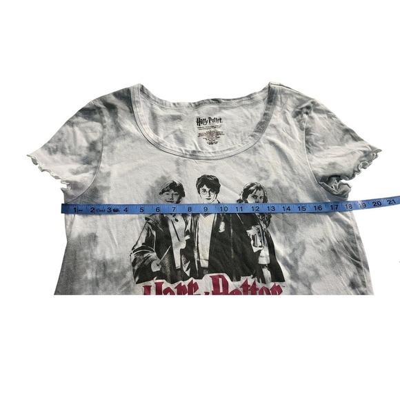 Harry Potter Graphic T-Shirt Tie Dye Top Novelty Tee Cute Ruffle Trim L - Picture 6 of 9